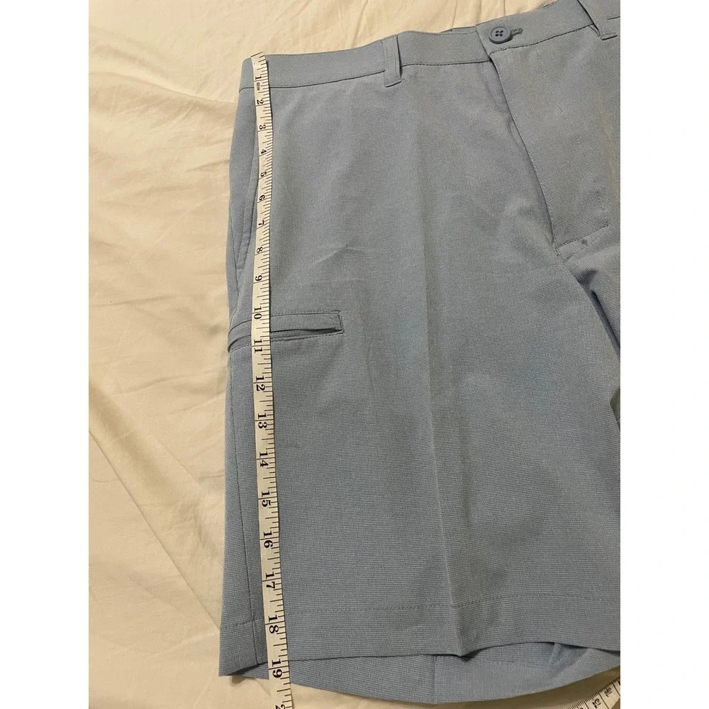 Roundtree & Yorke Shorts Men36 Blue Performance Golf Flat Front Stretch 9 Inseam